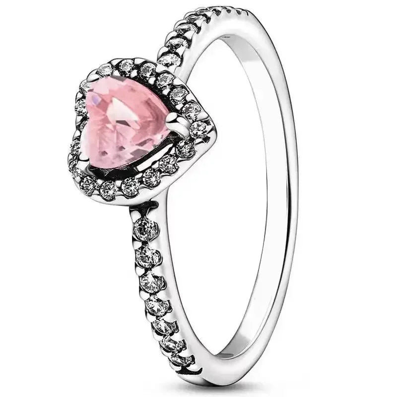 bague en argent joyau coeur rose