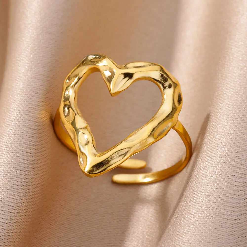 bague en acier inoxydable coeur